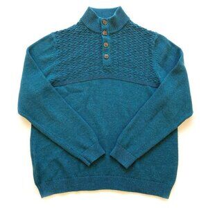 Tommy Bahama Sorrento Beach Teal Button Mock Neck Large